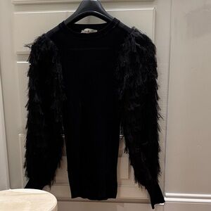Black Sweater with Textured Sleeves NWOT